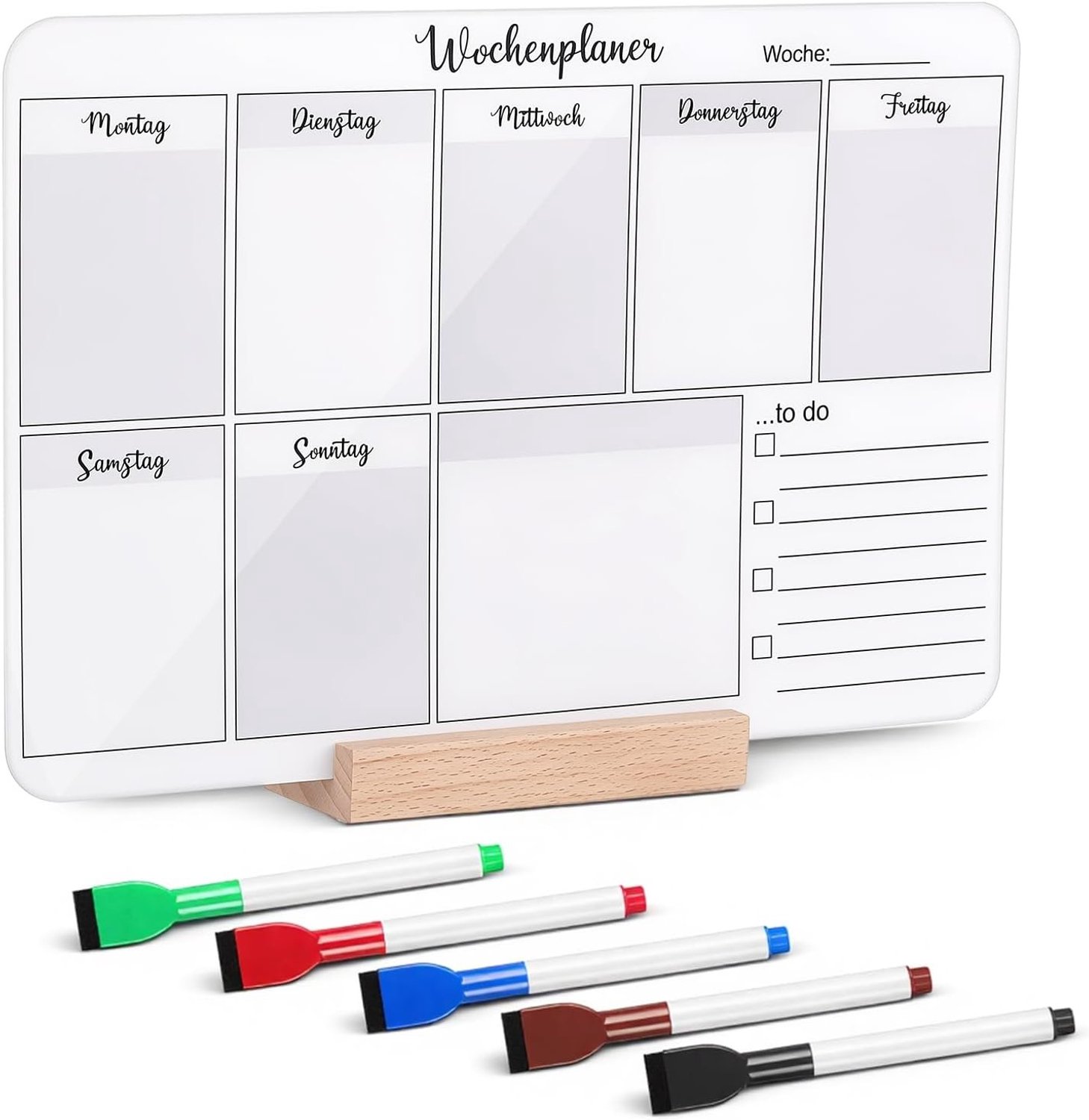 Erasable Maandplanner Bord voor To-Do Lijsten, Studie, Maaltijden en Fitness Taken - Grijs 30x25 cm