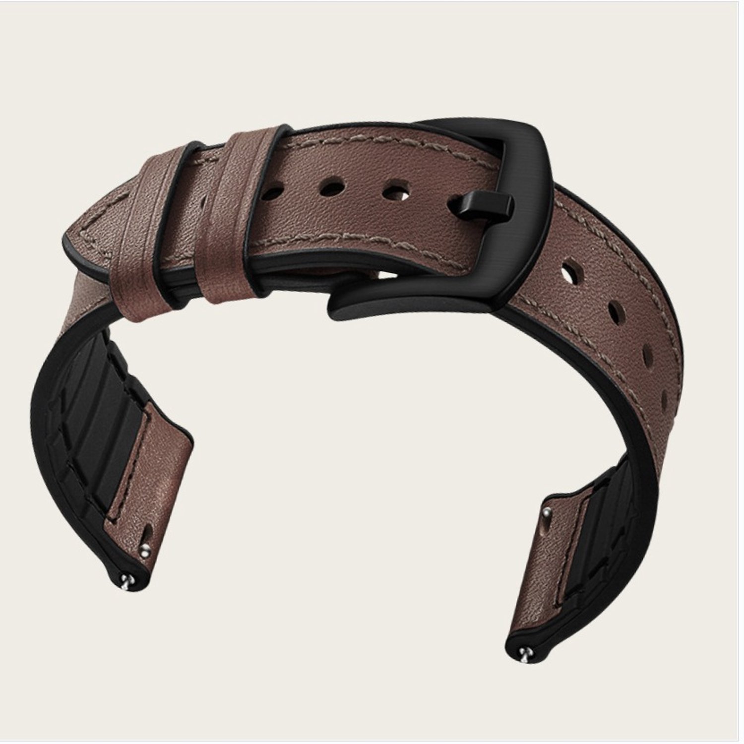 20mm Premium Lederen Look Siliconen Horlogeband voor compatible with Samsung Watch 4 & compatible with Huawei GT4 - Bruin 22 mm