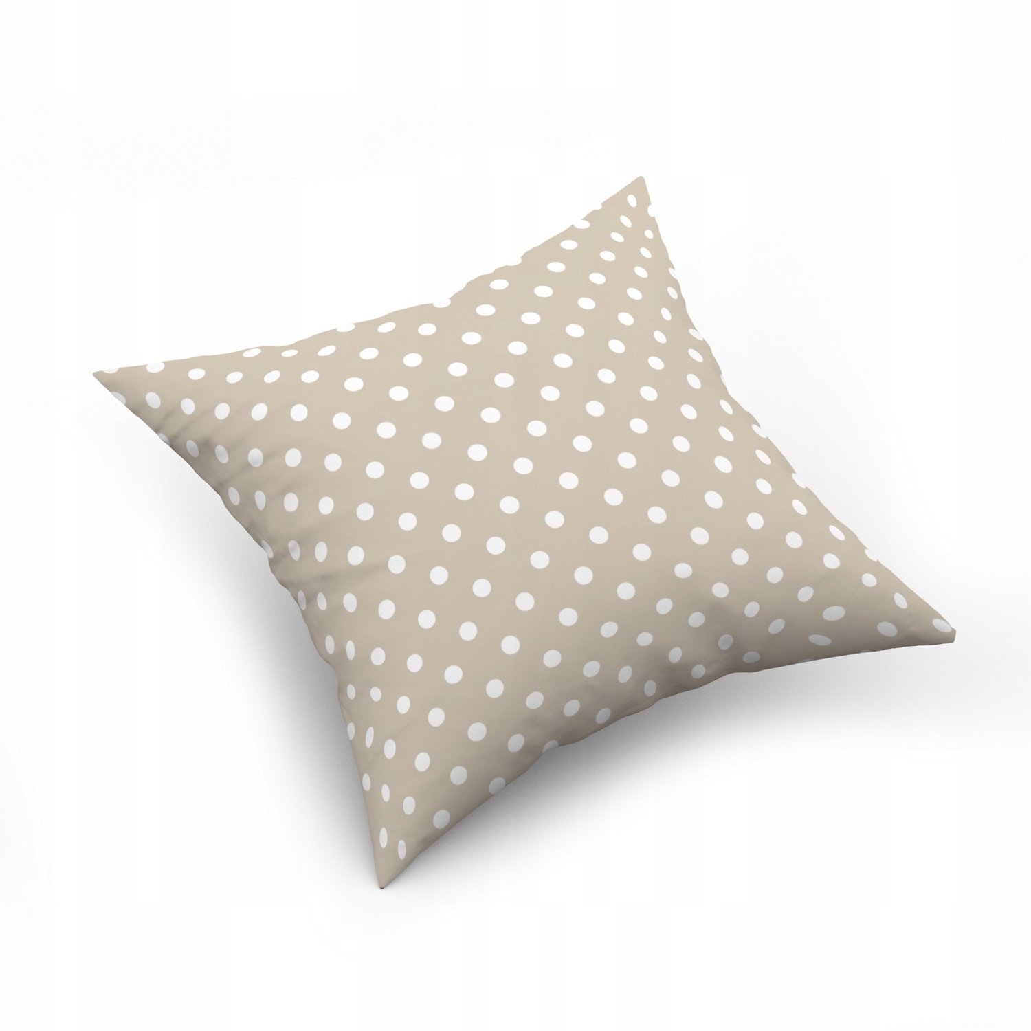 Katoenen Kussensloop 40x40cm - Stippen Beige & Wit - Met Rits