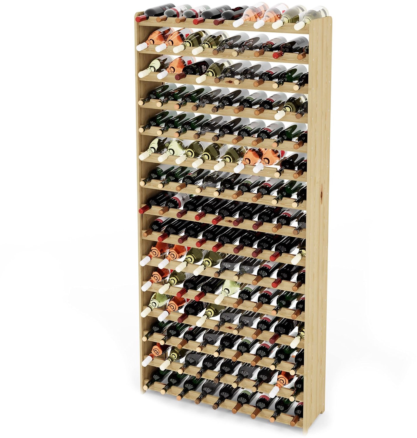 Wijnrek hout - 16 flessen - 198 x 92 x 26,5 cm