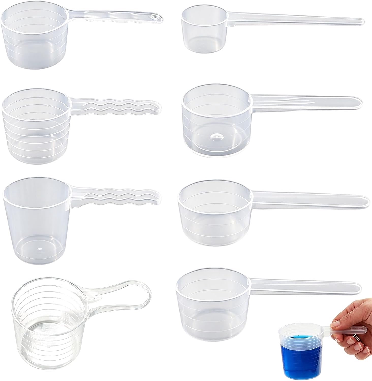 8 stuks maatlepels, met schaalverdeling, 10 ml, 70 ml, 100 ml