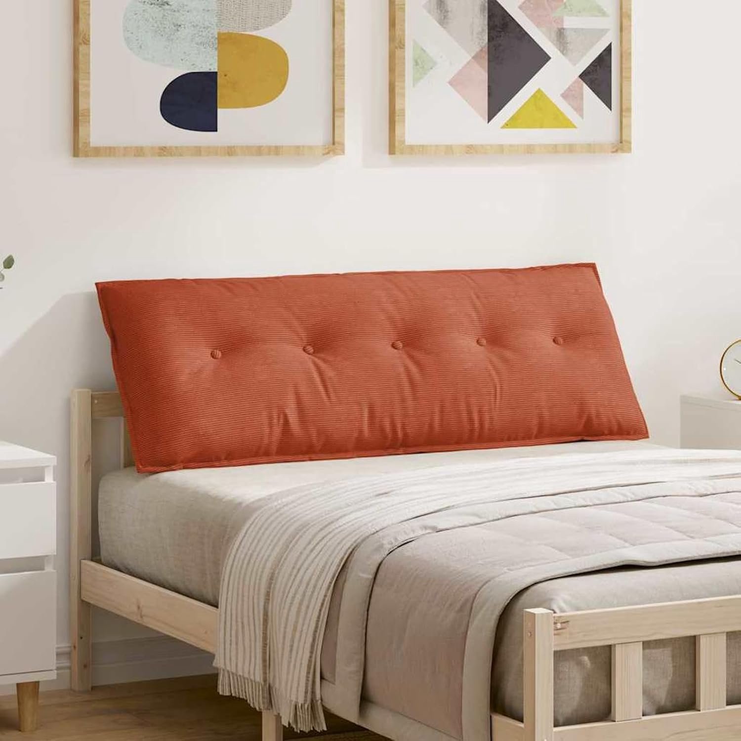 140 x 50 cm, rood-oranje, afneembare corduroy-hoes met ritssluiting, polyestervulling voor woonkamer, slaapkamer en kantoor