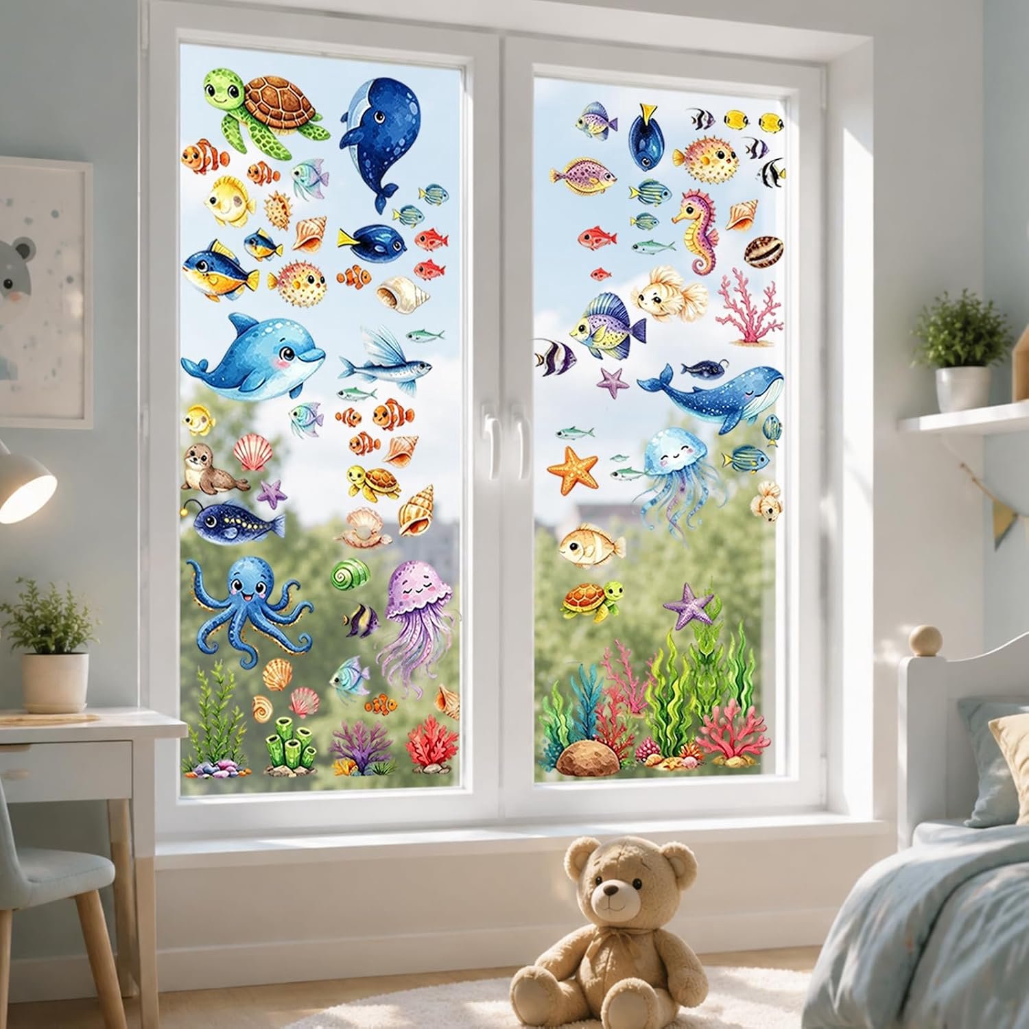165 stuks zeedieren raamstickers