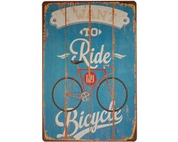 Hioni Sign I Want to Ride My Bicyle Metal Sign Slogan Art Vintage Pr Bar Cafe Pub - ShopVlot