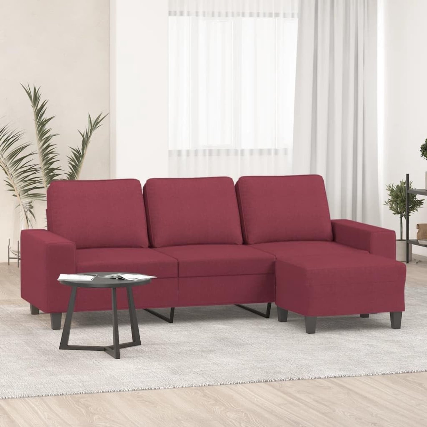 3-zitsbank met kruk wijnrood kantoorbanken multifunctionele bank voor kantoor 180 cm stof