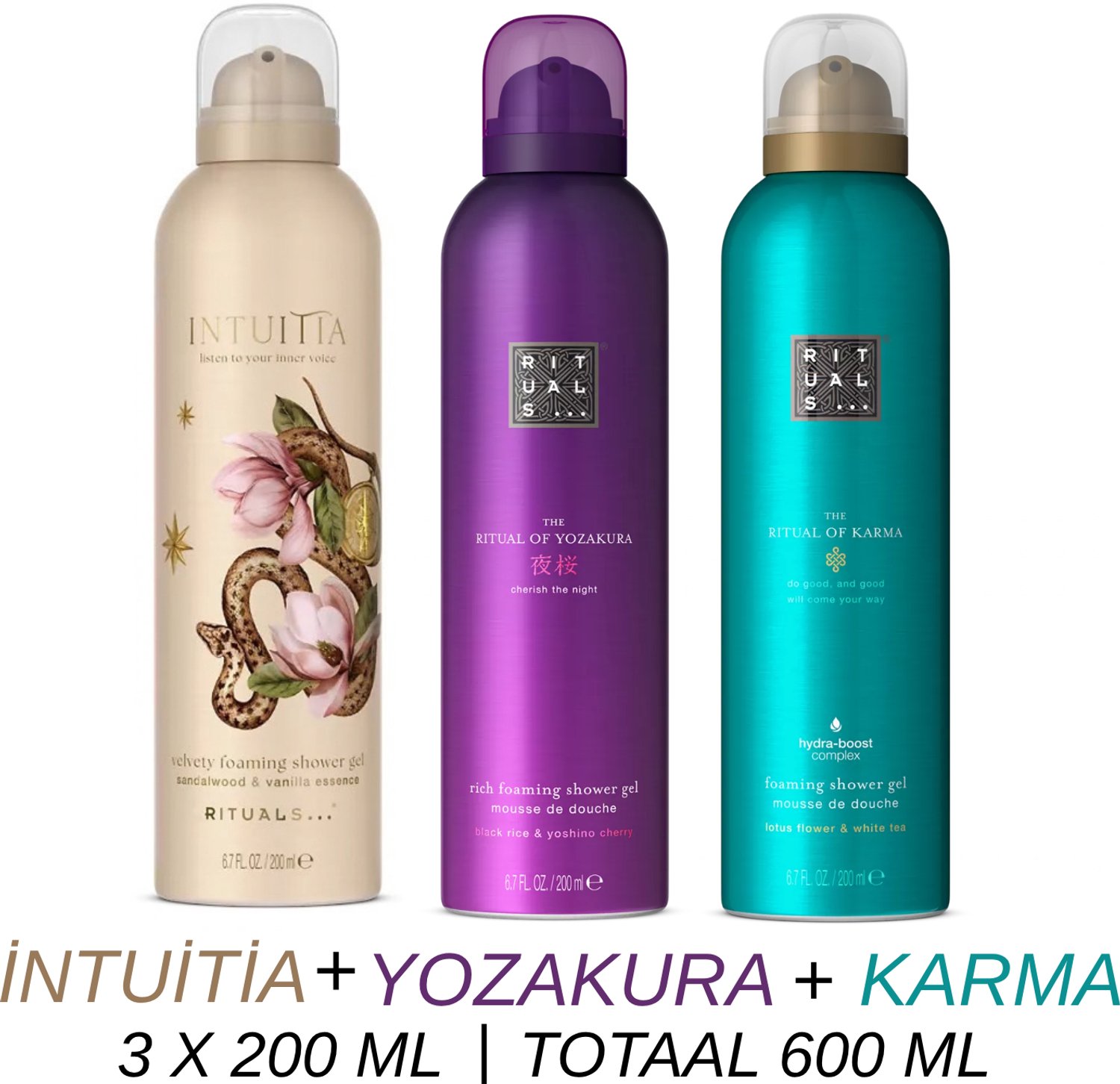 Rituals - Shower Gel Value Set - Intuitia + Yozakura + Karma - 3 x Shower Gel 200 ml = 600 ml - Douchegel - Doucheschuim