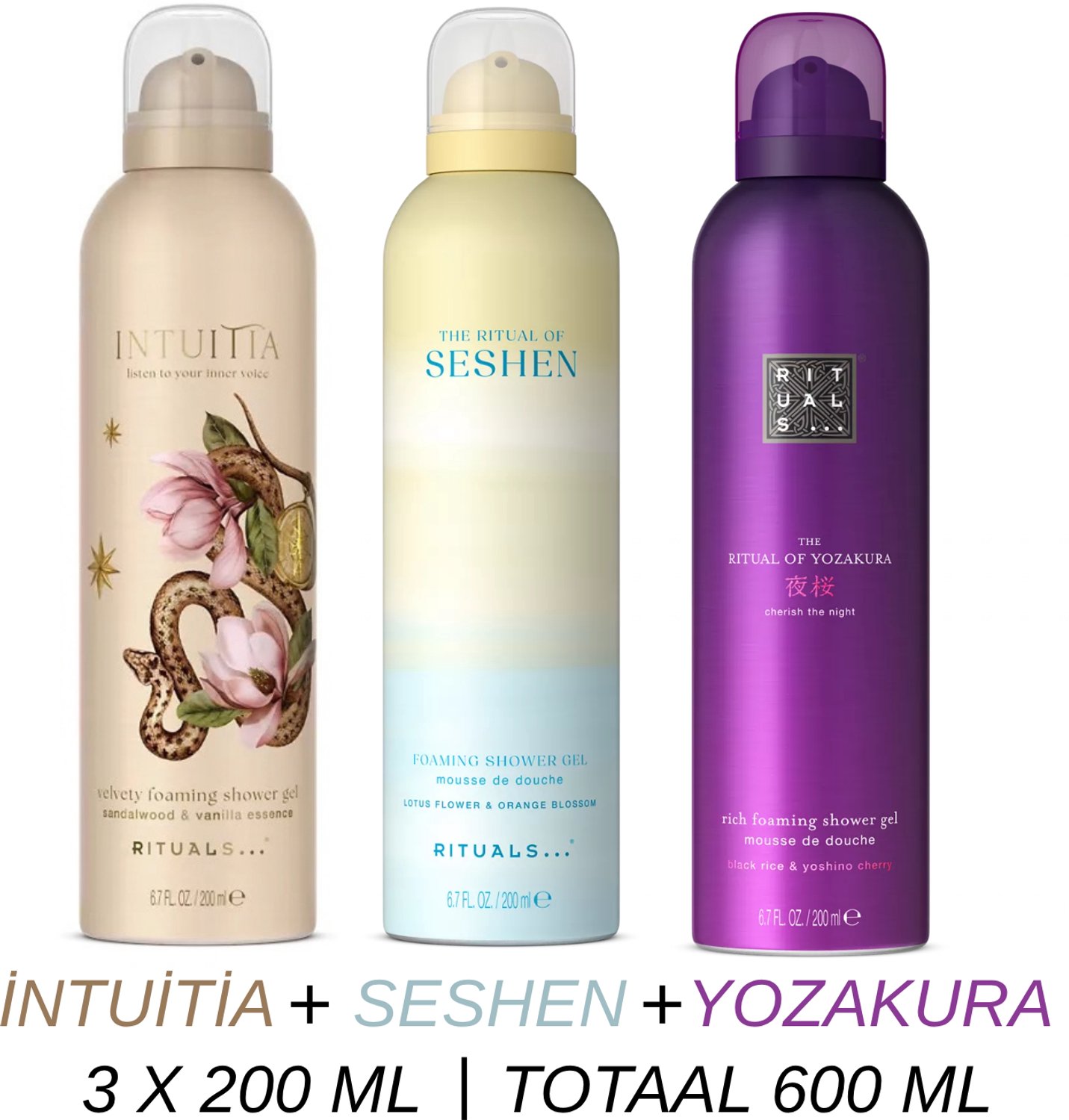 Rituals - Shower Gel Value Set - Intuitia + Seshen + Yozakura - 3 x Shower Gel 200 ml = 600 ml - Douchegel - Doucheschuim