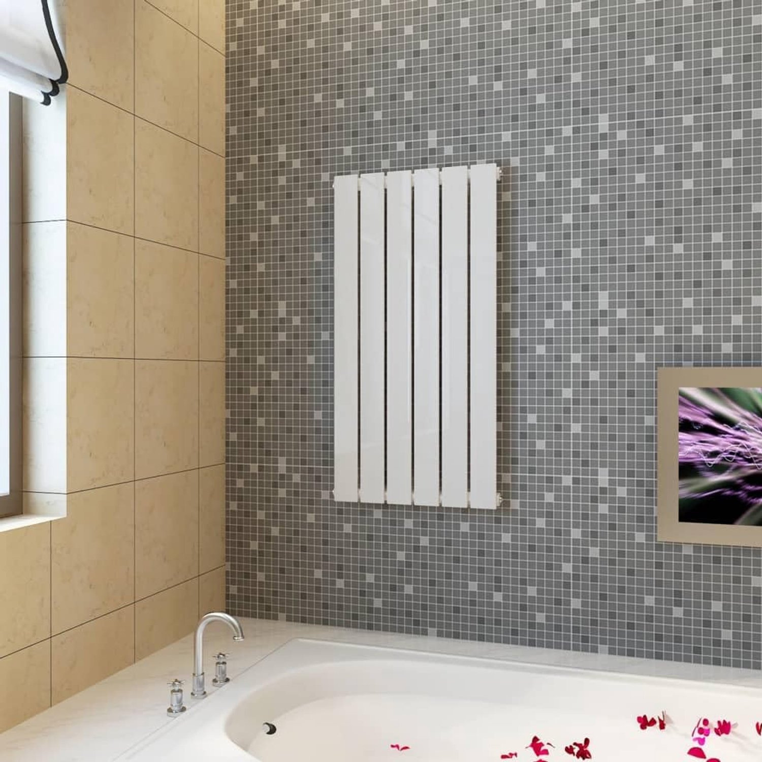 465 x 900 mm, wit, verticaal design, platte radiator voor centrale verwarming, stalen radiator met 530 watt vermogen