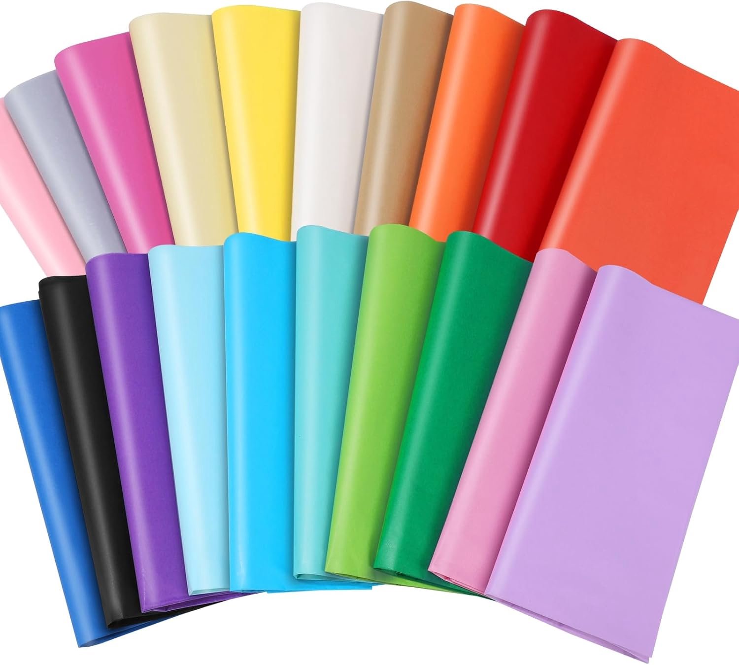 Zijdepapier, kleurrijk, 50 x 70 cm, 20 kleuren, tissuepapier, verpakkingsmateriaal, zijdepapier, cadeaupapier voor decoratie, verjaardag, bruiloft, doe-het-zelf, knutselen, verpakking