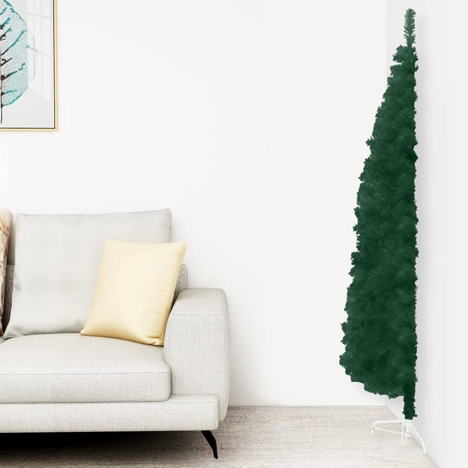 Halve kerstboom met standaard, Christmas Tree, kunstmatige dennenboom, dennenboom decoratie, kerstboom, kunstboom, slank groen 180 cm
