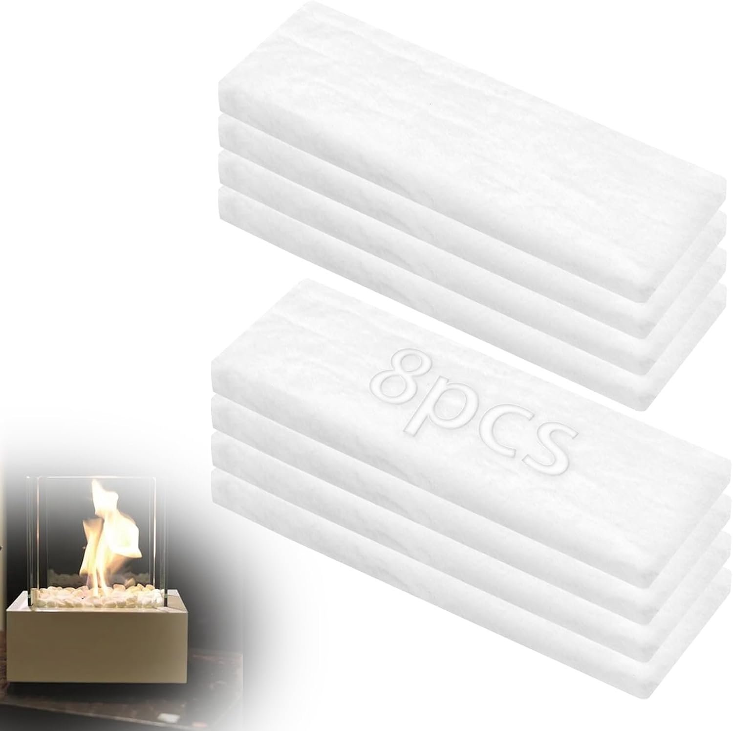 8 stuks keramische wol voor bio-ethanol open haard 30 x 10 x 2,5 cm ethanol keramische wol keramische spons voor bio-ethanol open haard tafelhaard ethanol keramische tafelhaard indoor