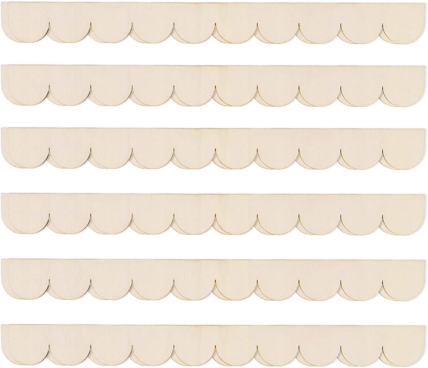 12 Stuks 40cm Gegolfde Decoratieve Houten Lijst, Schattige Zelfgemaakte Onafgewerkte Houten Gegolfde Lijst voor Decoratie van de Muur het Raam de Kast of Plank in Huis
