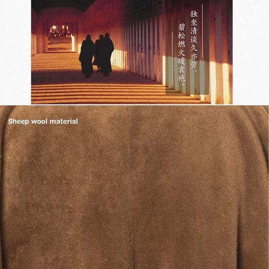 Meditatiejas voor heren van lamswol voor de winter, boeddhistisch shaolin monniksgewaad,bruin,44B — afbeelding 3