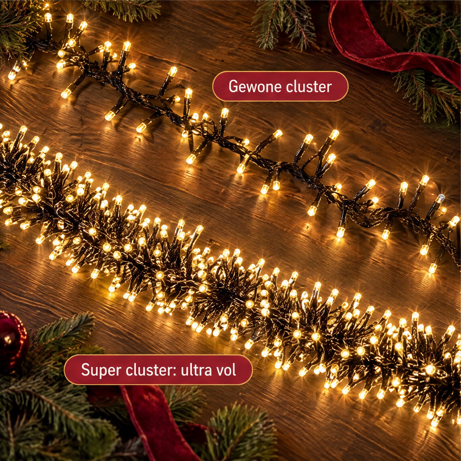 Cheqo® Super Cluster Kerstverlichting 2400 LED - 6 Meter - Warm Wit - Clusterverlichting - Kerstlampjes - Kerstboomverlichting - 8 Lichtfuncties met Geheugen - Timer - Sfeerverlichting voor Binnen en Buiten - Feestverlichting - Lichtsnoer – foto 5