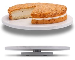 Rotatable Marble Plate, Round Cake Plate, Sausage Plate, Cheese Plate, Marble Plate, Serving Plate with Base, White Turning Plate, Cake Stand, Decorat