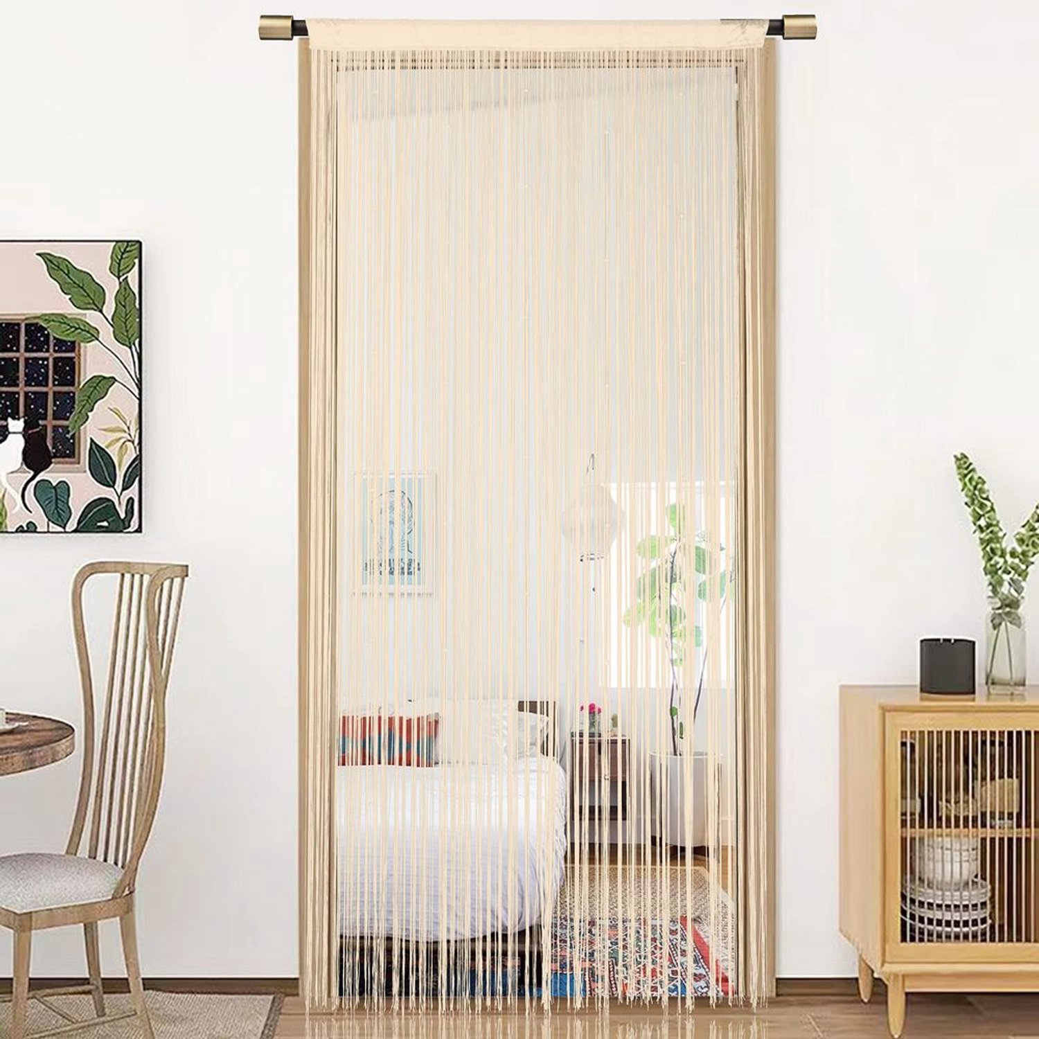 Deur Gordijn voor Raamdecoratie 90x245cm Beige