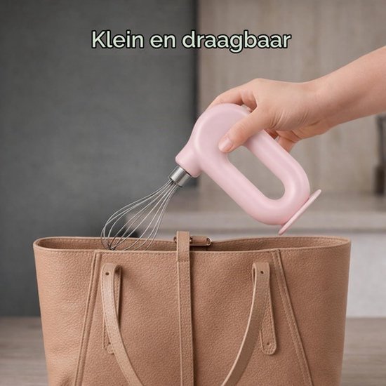 Draadloze Handmixer Elektrische Mini USB -oplaad 1500 MAh Egg Beater 4 Verstelbare Mini -Handmixer, en Draagbaar met Ronde Handgreep voor Comfortabel Gebruik (PINK) — afbeelding 3