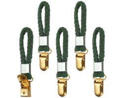 Set van 5 Gevlochten Theedoekclips - Groen met Gouden Klem