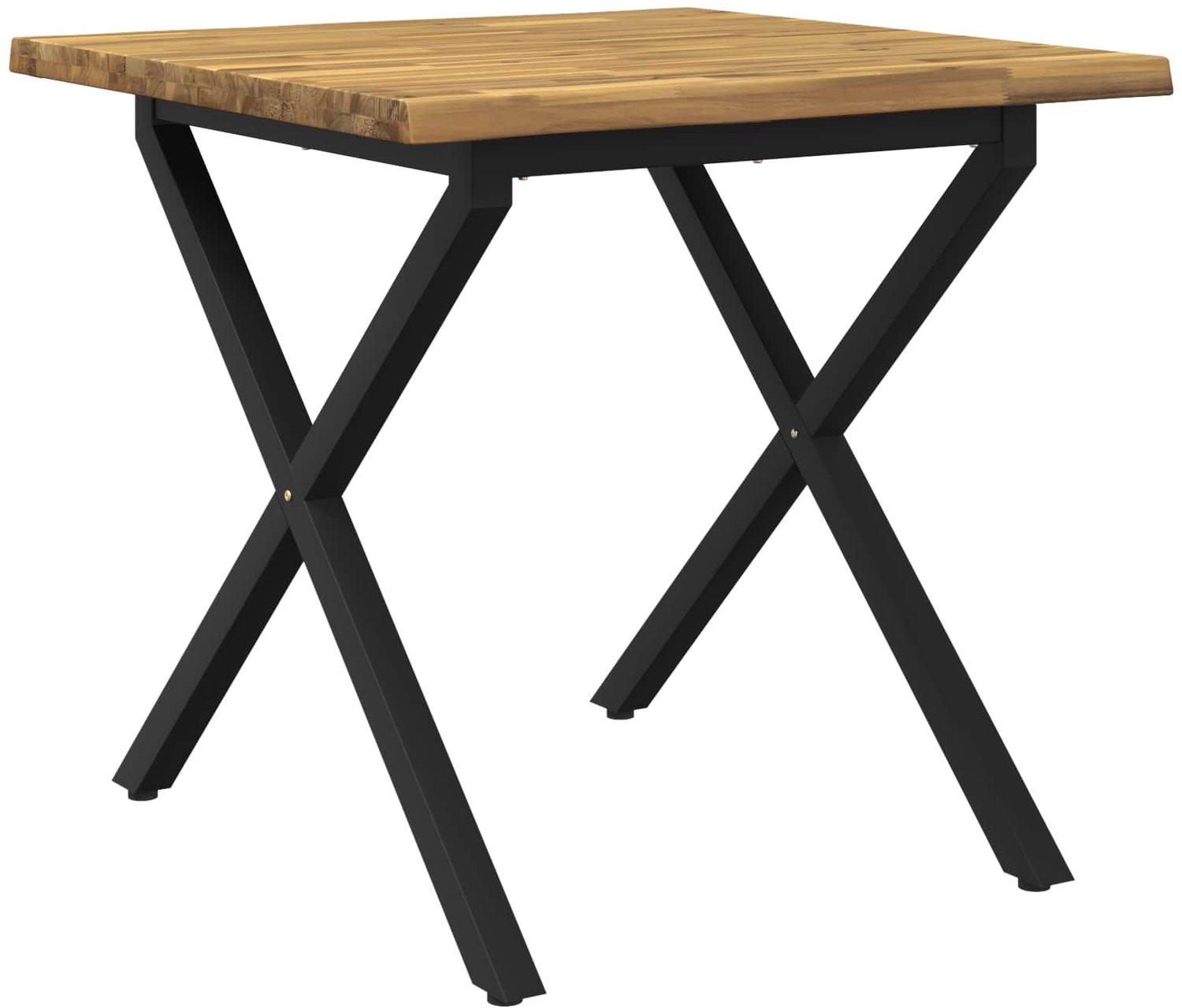 vidaXL Eettafel - met - levendige - rand - 60 - x - 55 - x - 75 - cm - Massief - Acacia - Hout Whitewash en zwart