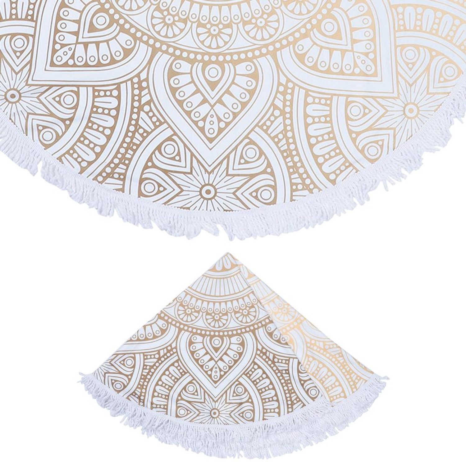 Grote Ronde Strandhanddoek van Microvezel met Mandala Print