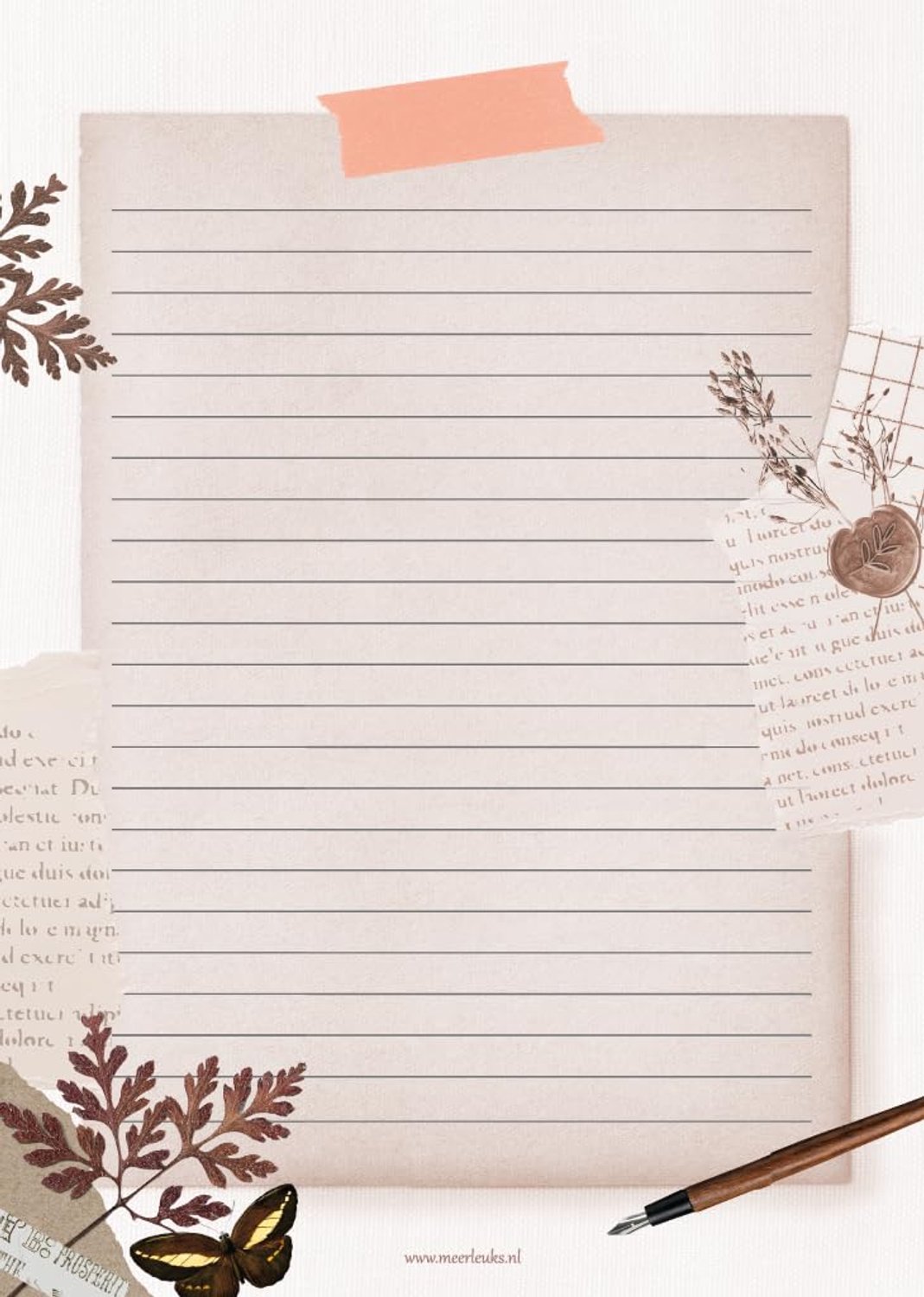 Postpapierset A4 met lijnen - 24 vellen - Multi kleur