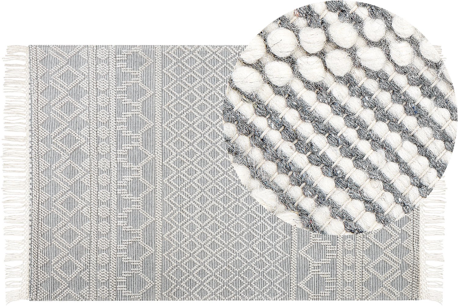 Beliani SOLHAN - Modern vloerkleed - Beige - 160 x 230 cm - Wol