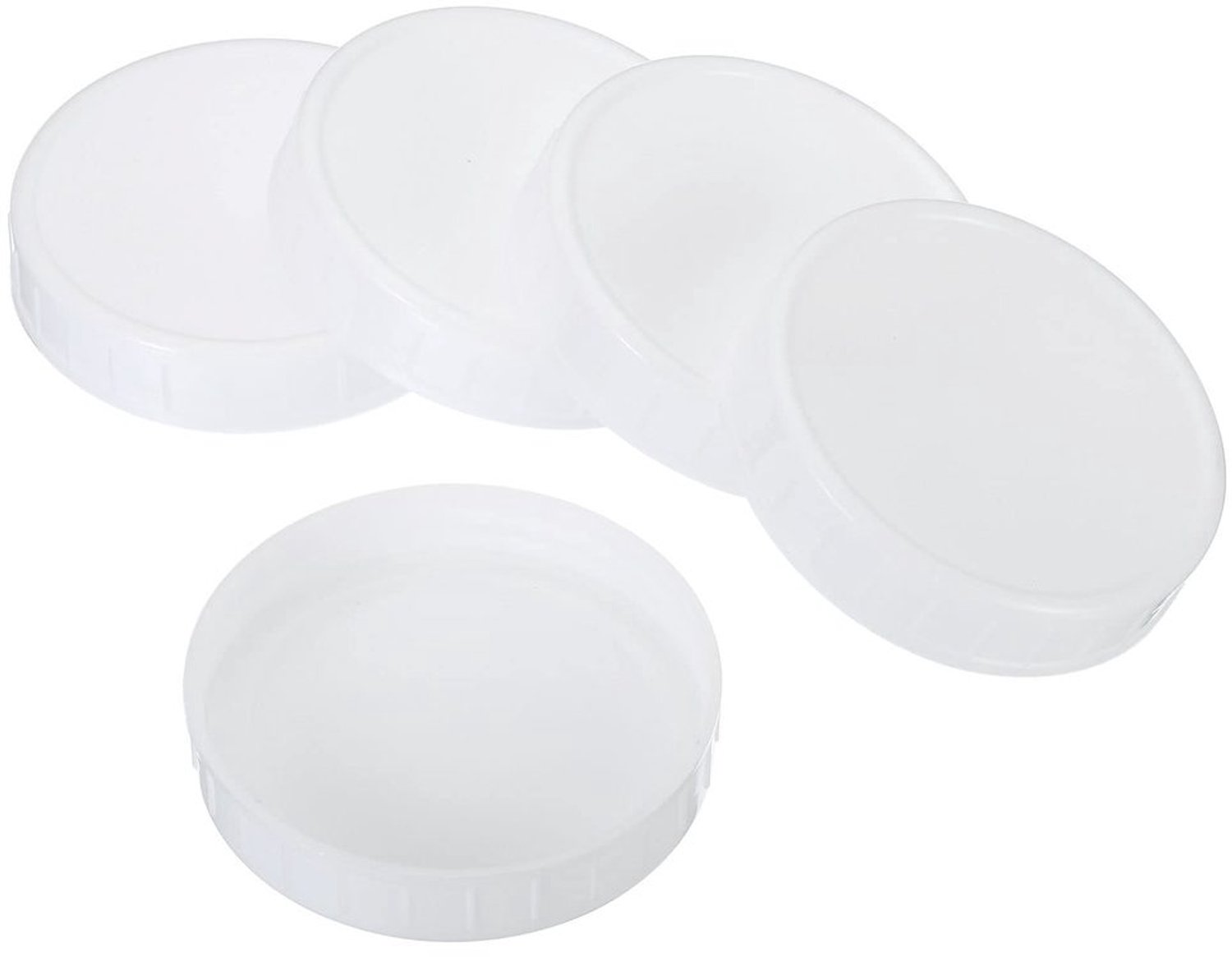 Set van 6 Plastic Jar Lids met Silicone Sealing Ring - 86 mm - Wit