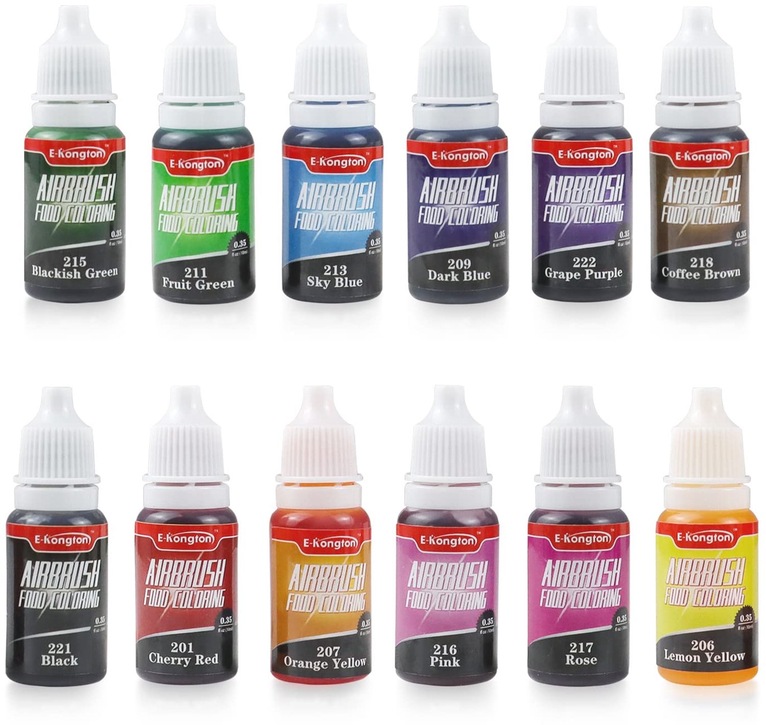 Airbrush Voedselkleurstof, 12 Kleuren, 10ml