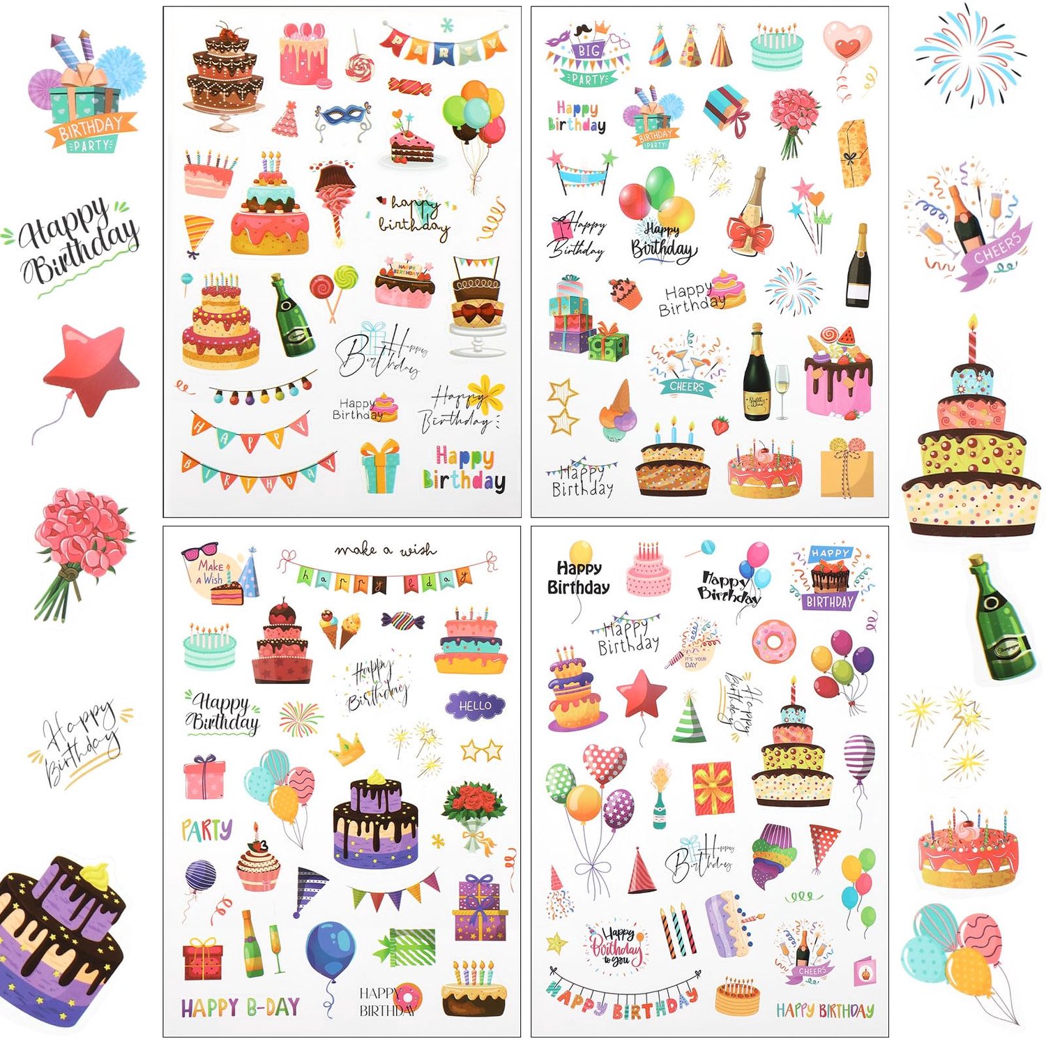 Set van 8 Verjaardagsstickers voor Feestdecoratie