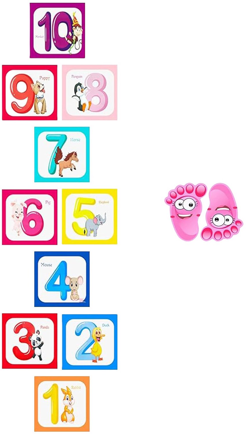 Set van 10 Creatieve Vloerstickers met Voetafdrukken en Hinkelpatroon