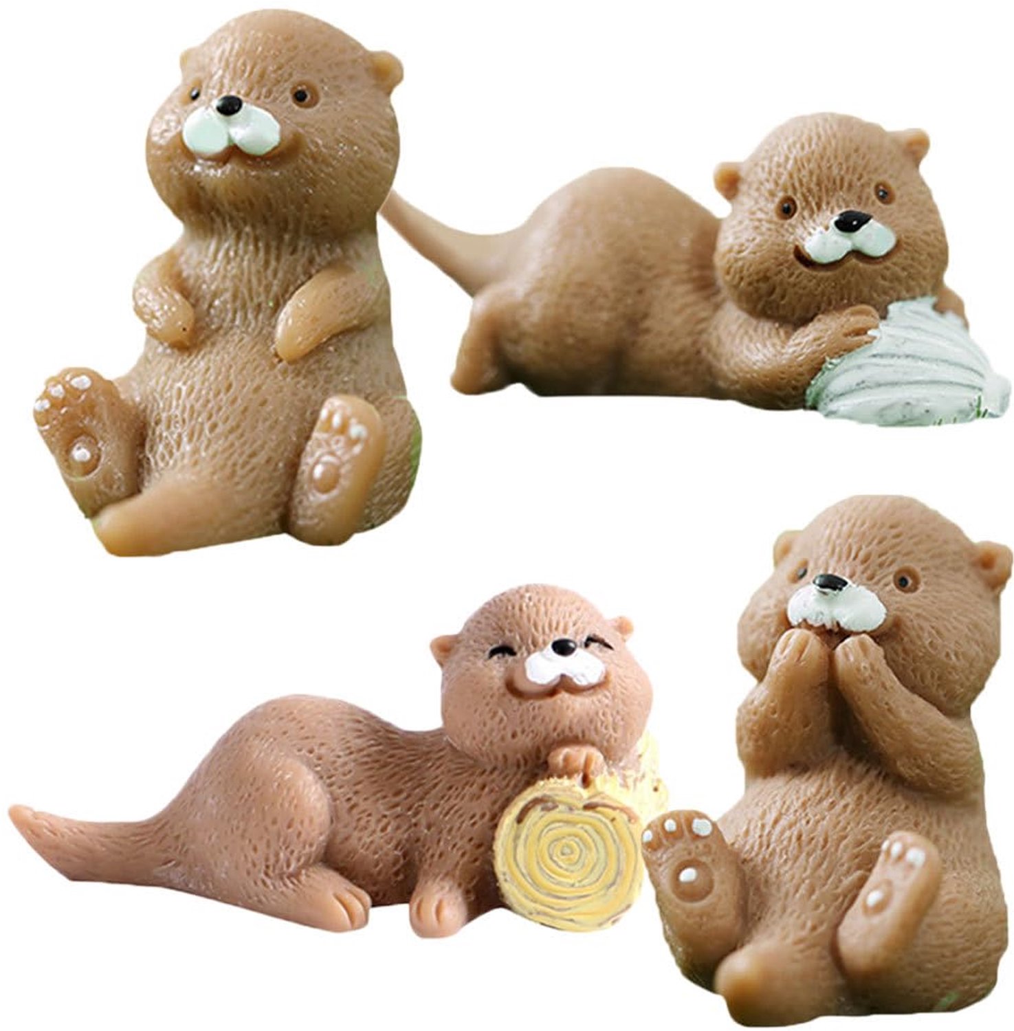 Miniatuur Otter Figuren Set van 4 voor Decoraties en Crafts