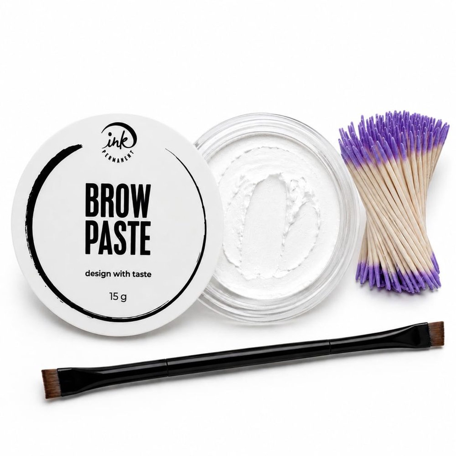 Witte Eyebrow Mapping Kit met Borstel en Swabs