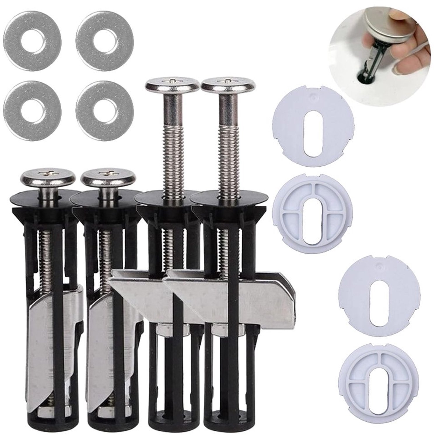 Toiletbril Schroeven Kit - 4 Stuks - Roestvrij Staal - Onderhoudsaccessoires - Universeel - 7,1 cm Lang - 1,8 cm Diameter - Toiletdeksel Schroeven