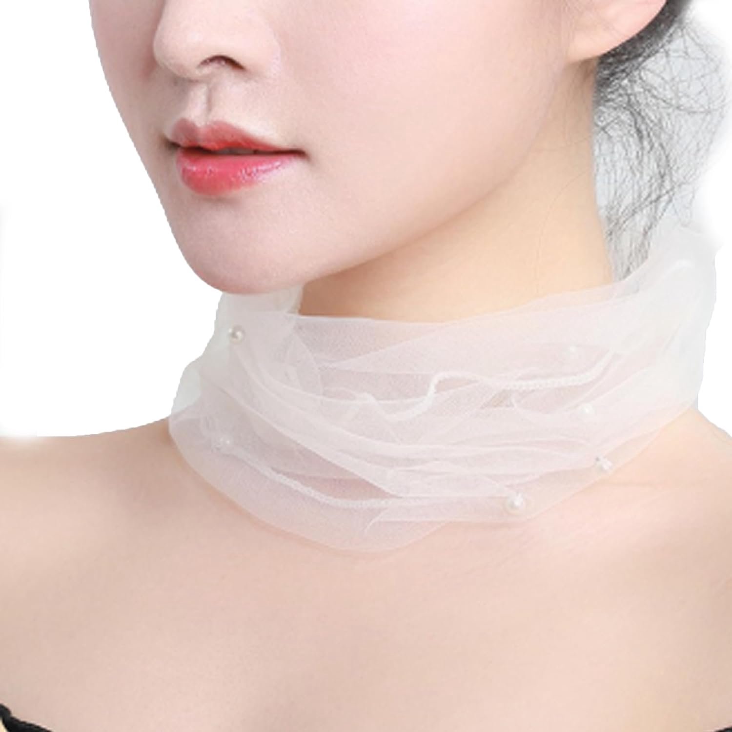 DHER 38 x 32 cm, summer lace collar, breathable lace scarf, fashionable, versatile, lightweight and breathable, silk - ShopVlot