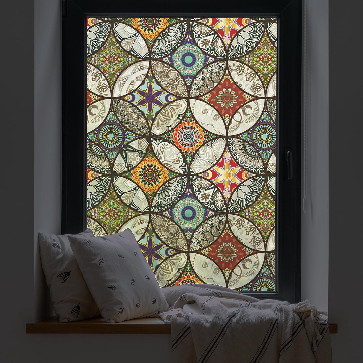 Raamfolie privacy-vinylfolie 90 x 200 cm - niet-klevend - glas-in-lood uitstraling - ideaal voor badkamer - Luxento