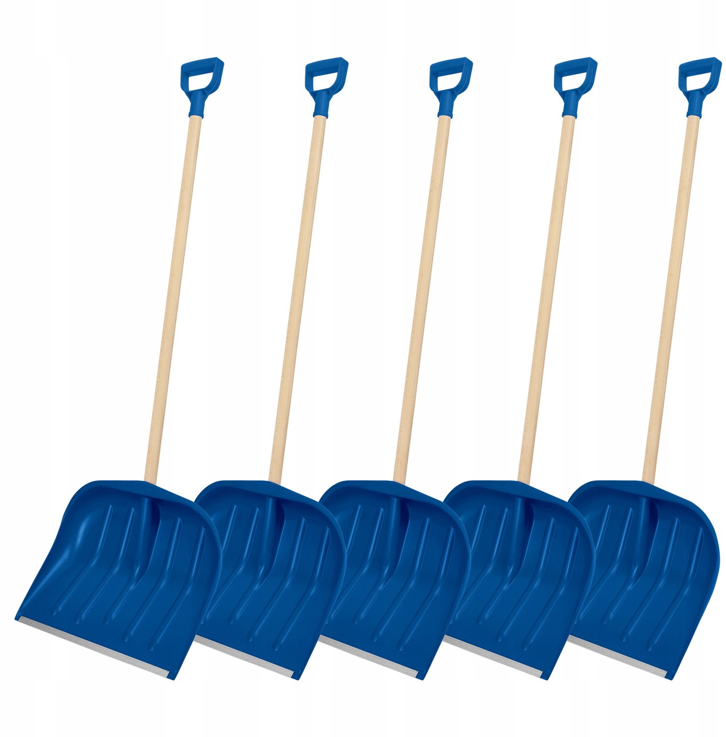 Set van 5 sneeuwschuivers, blauw, stevig kunststof met metalen rand