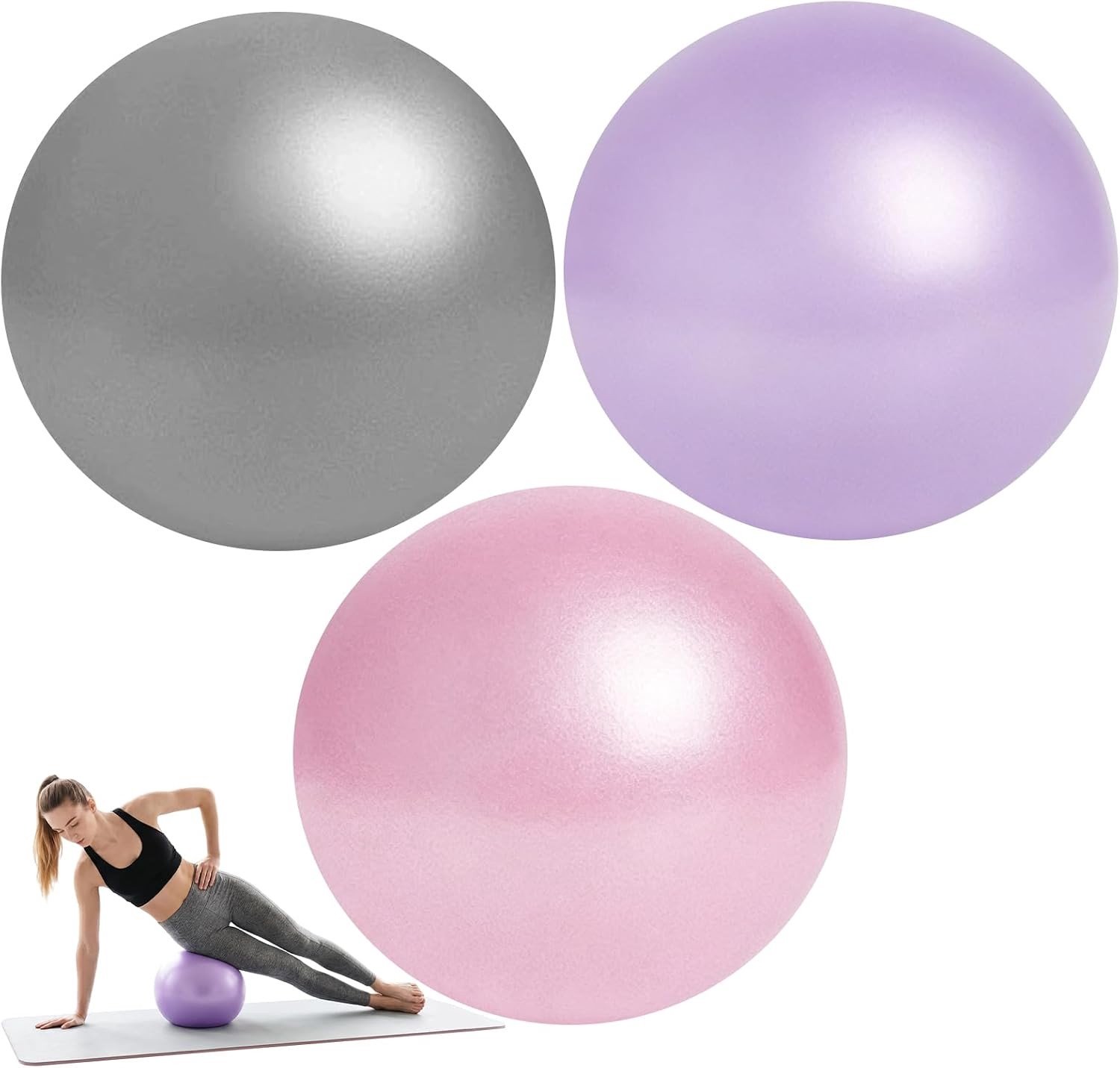 Verstelbare Gymnastiekbal voor Pilates en Yoga, 25 cm, Set van 3 Multifunctionele Oefenballen