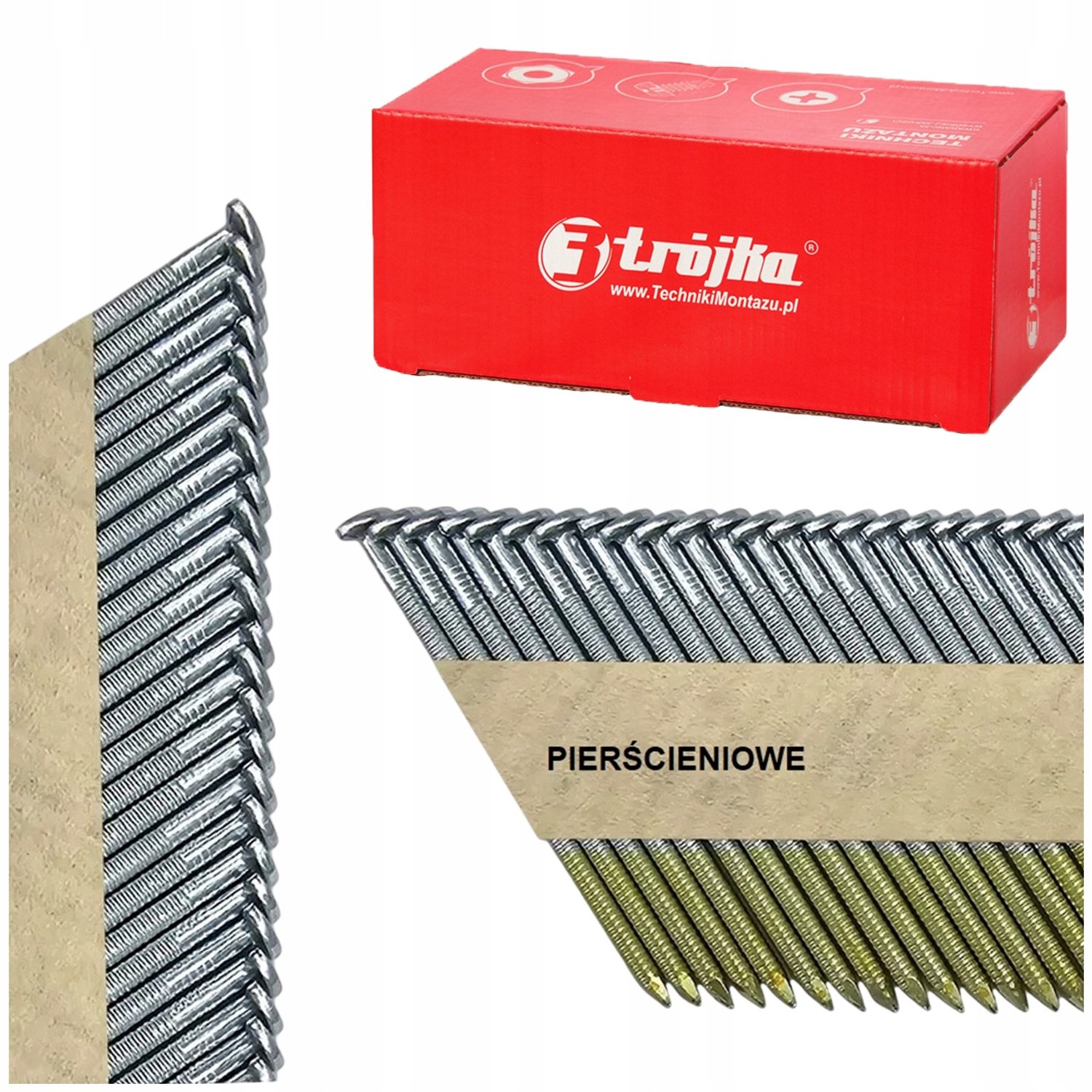 Papier-gebonden spijkers 3.1x90mm 34° ringvormig 2000 stuks