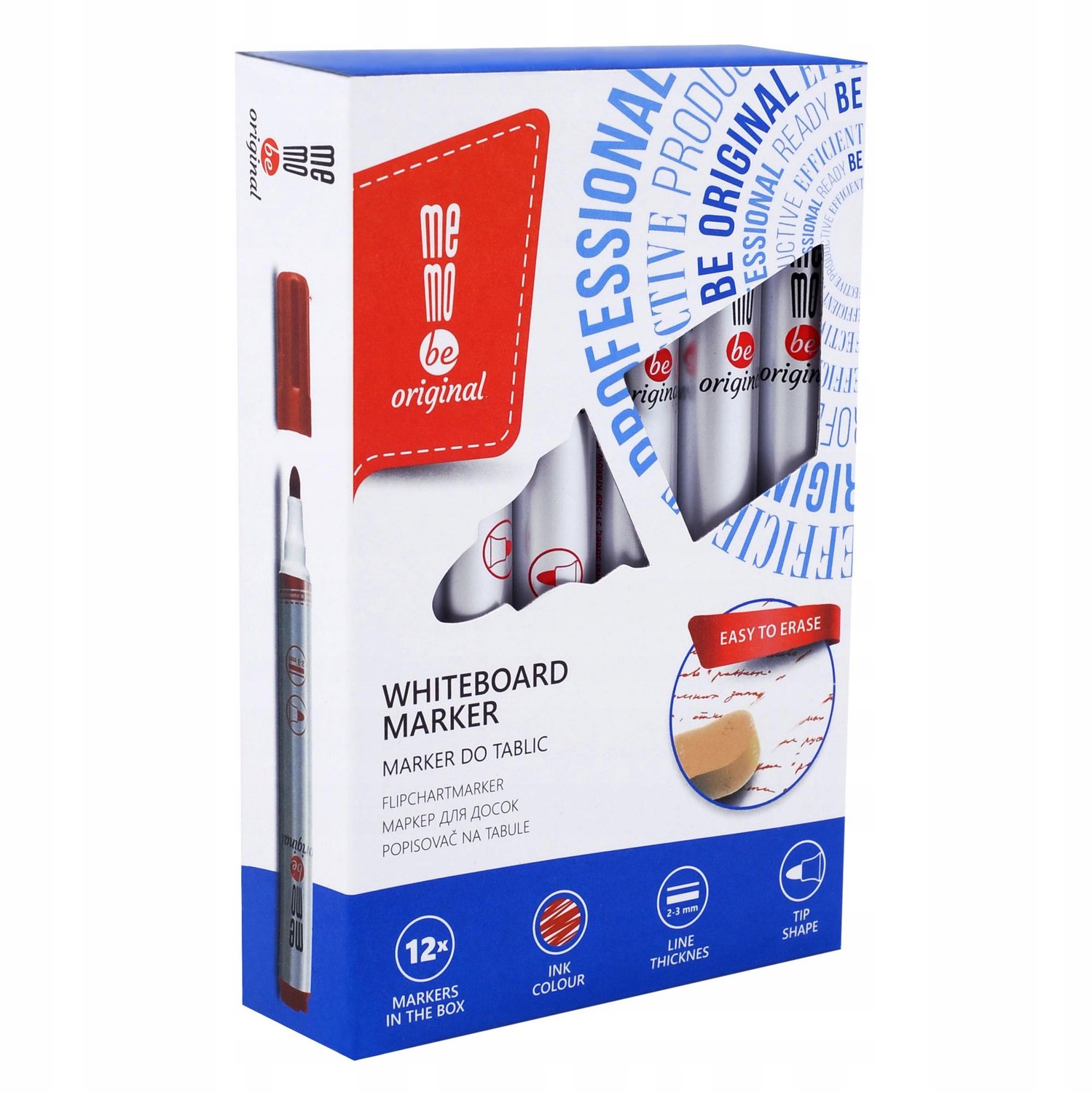 MEMOBE Rode Viltstiften voor Whiteboard, 12 Stuks