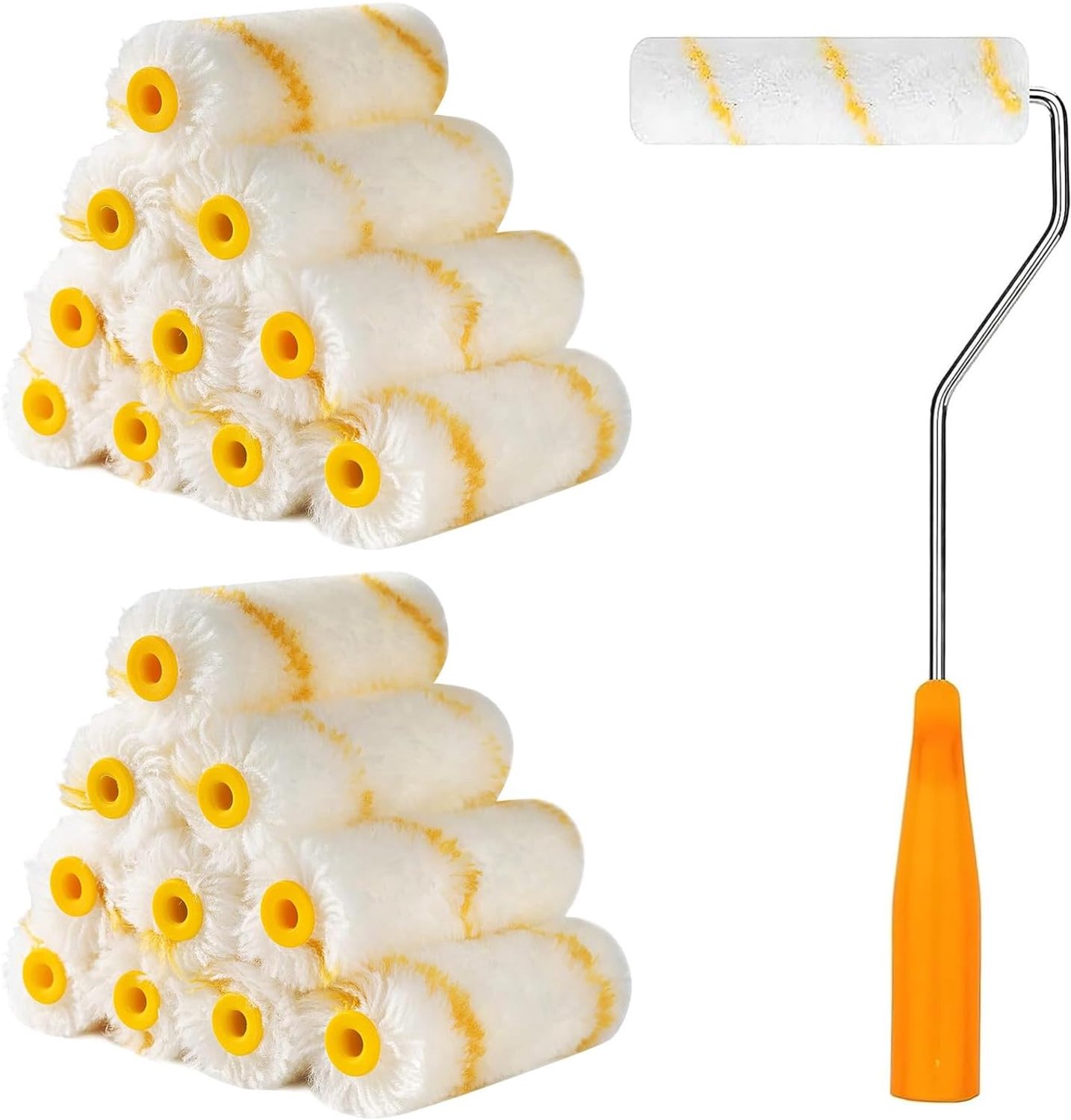 20 Pcs Paint Roller Set, 10cm Painting Roll, Wall Paint Set, Mini Paint Roller Brush with Rubber Handles for Family - ShopVlot