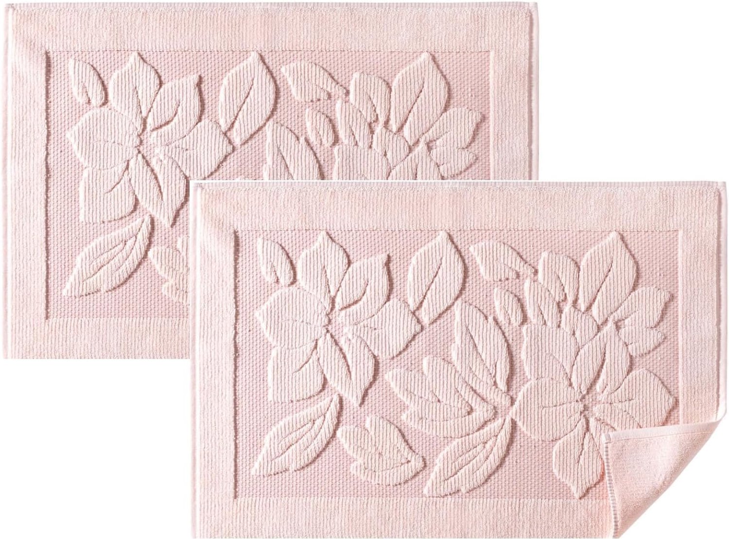 Bathroom Rug - Floor Mat 100% Cotton - Washable Bath Linen (2, Light Pink) - ShopVlot