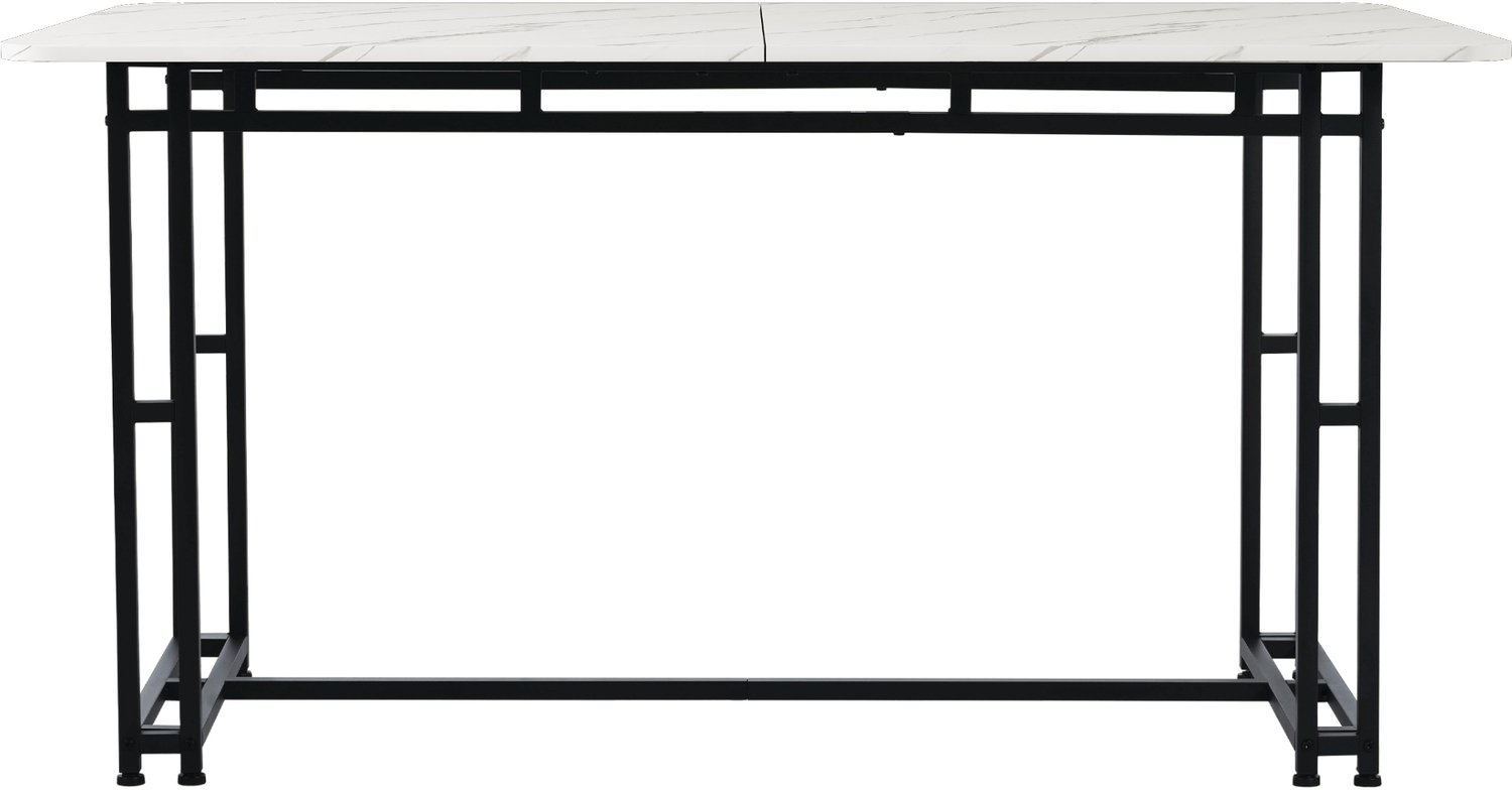 SONNENH Eettafel - MDF-blad en zwarte metalen poten - 140 x 80 x 74 cm - Wit/zwart
