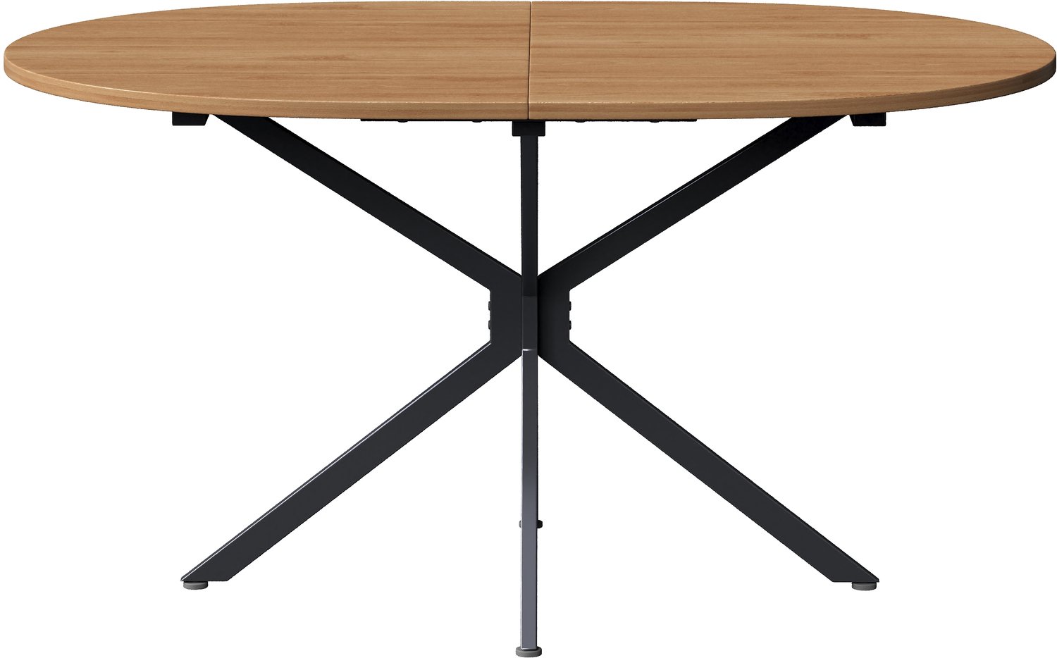 SONNENH Eettafel - Ovaal blad met gekruiste poten - 120 x 80 x 75,5 cm - Naturel houtlook/zwart