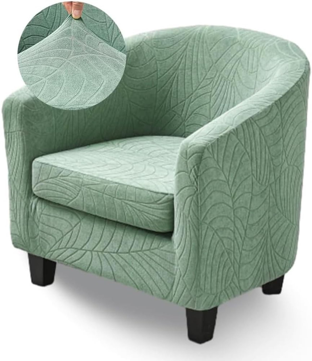 Jacquard Armchair Cover Set van 2, Rekbare Stoelhoes voor Clubfauteuil, Bescherming voor Kantoor en Ontvangst - Groen