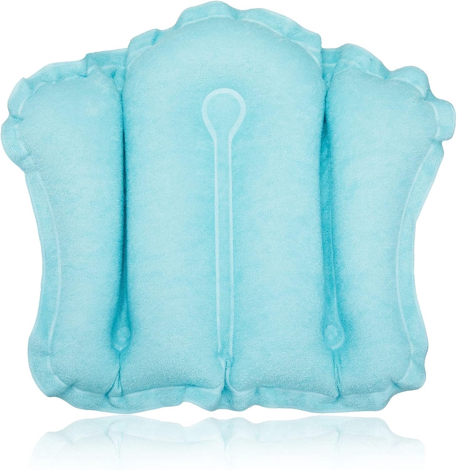 Zacht en Comfortabel Opblaasbaar Badkussen met Zuignap voor Neksteun in Bad of Hot Tub (Blauw)