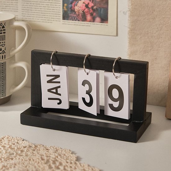 Houten Tafelkalender 2026, Adventskalender, Decoratie voor Kantoor, Huishouden en Bureau, 20 x 9 x 12 cm, Uniek Cadeau en Jaarlijkse Planner — cadeau in Wonen & Interieur - foto 3