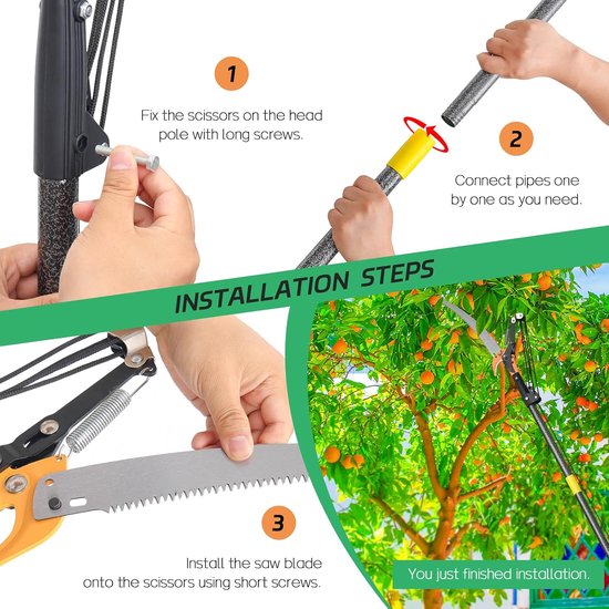 Dailygoods- Takkenzaag Telescopisch - 2-in-1 Snoeischaar - Uitschuifbare Handgreep - Scherp Stalen Lemmet - Voor Hoge Takken - Ideaal voor Bomen - Boomsnoeischaar van Dailygoods — afbeelding 2