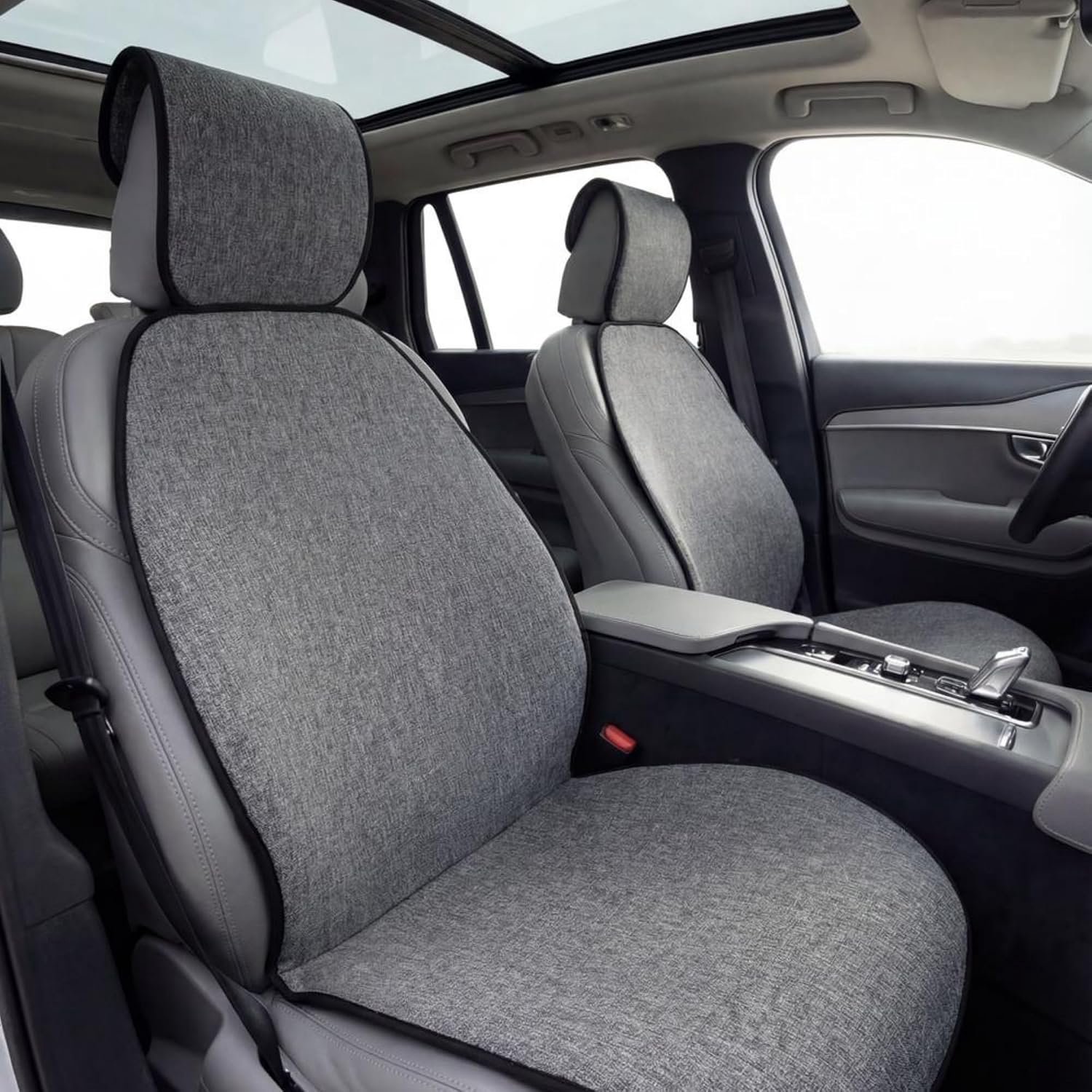 Universeel linnen zitkussen in grijs, ademende en waterafstotende stoelbescherming met antislip pasvorm, geschikt voor airbags, voor auto's en SUV's,