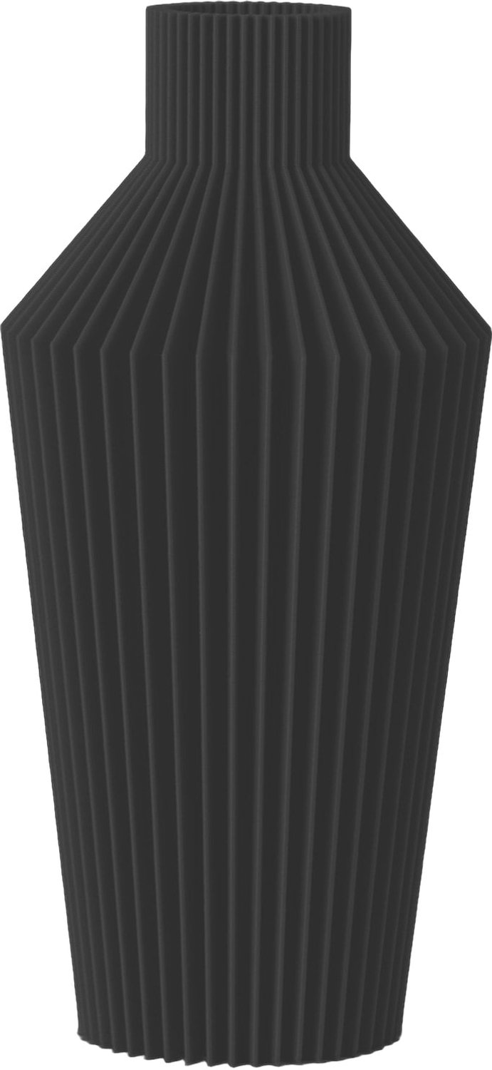 Layvo NYLAS Vaas - Zwart - D13 x H25 cm - droogbloemen vaas - japandi - gerecycled plastic