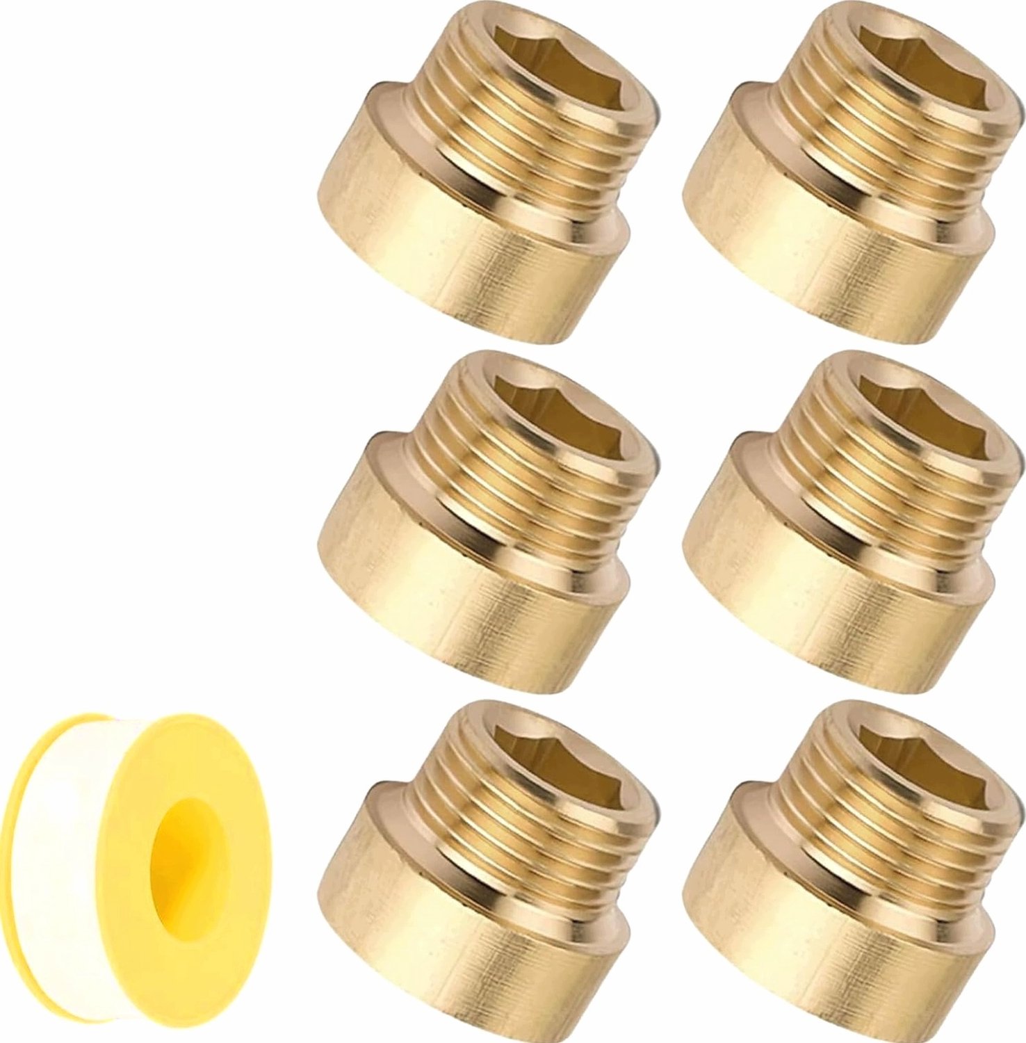 6x Messing Verlengstuk 1/2" 10mm Schroefdraad Waterdicht